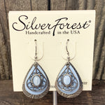 Blue and Silver Layered Teardrop Earrings