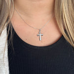 Sterling Silver CZ Cross Necklace