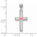Sterling Silver Pink Heart Cross Necklace