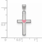 Sterling Silver Pink Heart Cross Necklace
