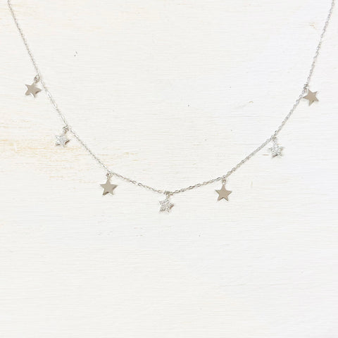 SS CZ Star Necklace 15”