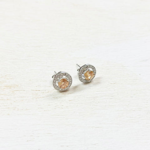 Sterling Silver November Halo Earrings