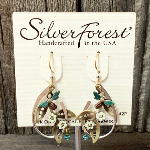 Silver Forest Floral Dangle Earrings