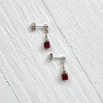 Sterling Silver January Cube Dangle Stud