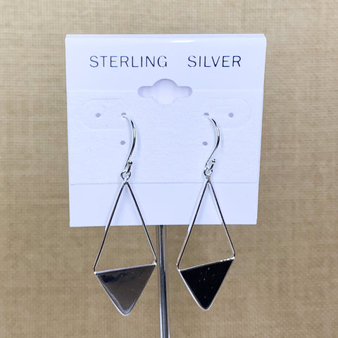 Sterling Silver Triangle Geometric Dangle Earring