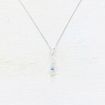 Sterling Silver April Cube Necklace