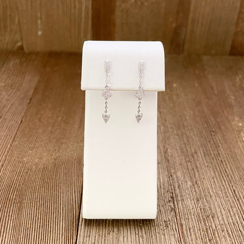 Sterling Silver Heart and Arrow Dangle Earrings
