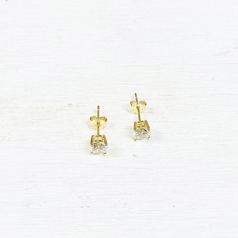 Sterling Silver Gold Plated CZ Studs