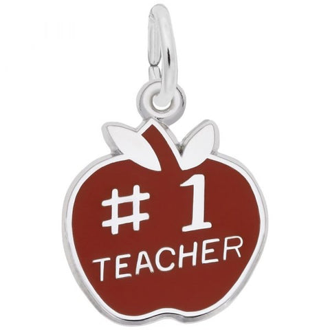 Sterling Silver Number One Teacher Apple Charm