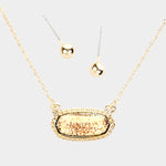 Fashion Gold Tone Stone Pendant Necklace Set