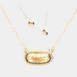Fashion Gold Tone Stone Pendant Necklace Set