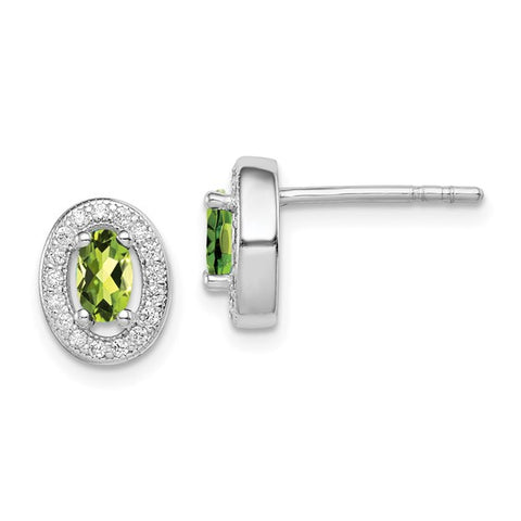 Sterling Silver August Oval Halo Studs w/ CZ’s
