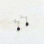 Sterling Silver February Crystal Cube Earrings