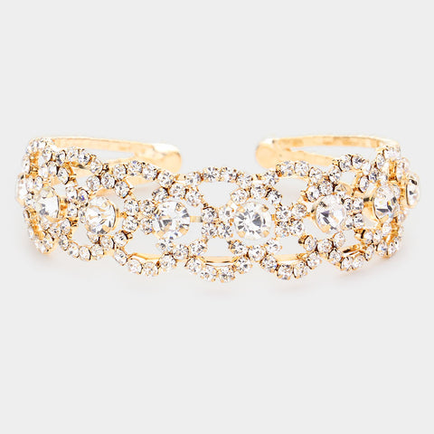 Fashion Gold Tone Rhinestone Cuff