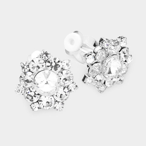 Fashion Rhinestone Clip On Earrings