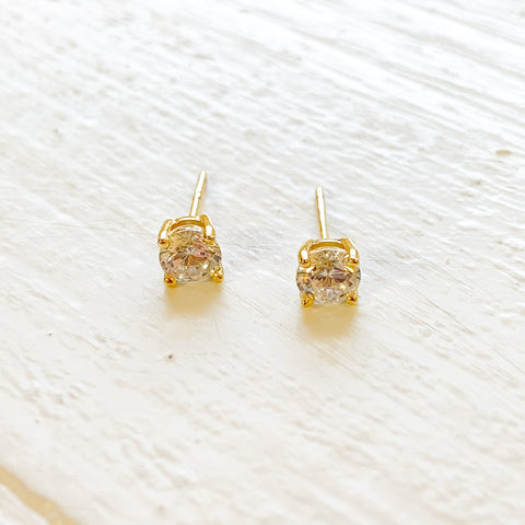 Sterling Silver 5mm Yellow CZ Studs