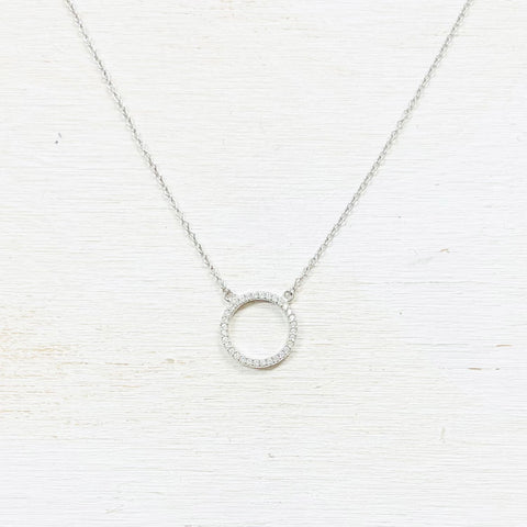 Sterling Silver CZ Circle Necklace