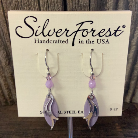 Silver Forest Lavender Dangle Earrings