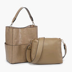 Taupe Textured Abby Bucket Bag