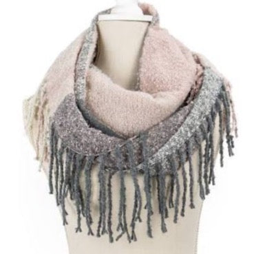 Colorblock Infinity Scarf - Pink