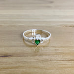 Sterling Silver Emerald Green Claddagh Ring