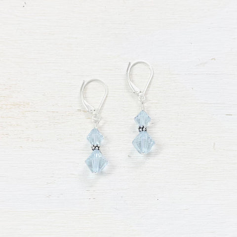 Sterling Silver March Double Crystal Earrings