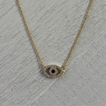 Sterling Silver Gold Tone Crystal Evil Eye Necklace