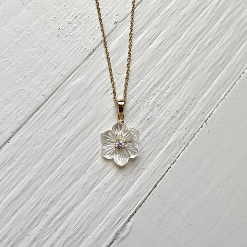 Sterling Silver Gold Tone Flower Charm Necklace