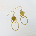 Sterling Silver Gold Plated Circle in a Circle Dangle Earrings