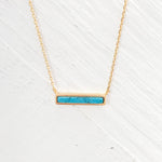 Gold Tone Turquoise Bar Necklace