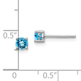 Sterling Silver Genuine Blue Topaz Swiss Studs
