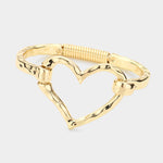 Fashion Hammered Metal Heart Hook Bracelet