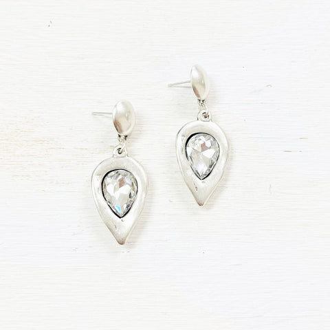 Fashion Teardrop Clear Stone Dangle Earrings
