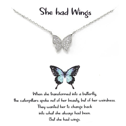 Tell Your Story: SHE HAD WINGS Butterfly Pendant Simple Chain Necklace