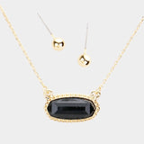 Fashion Gold Tone Stone Pendant Necklace Set