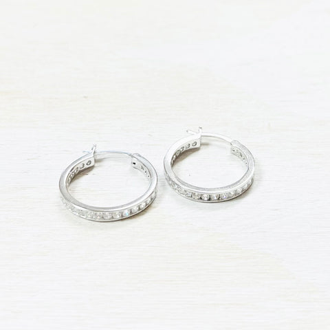 Sterling Silver CZ Hoops