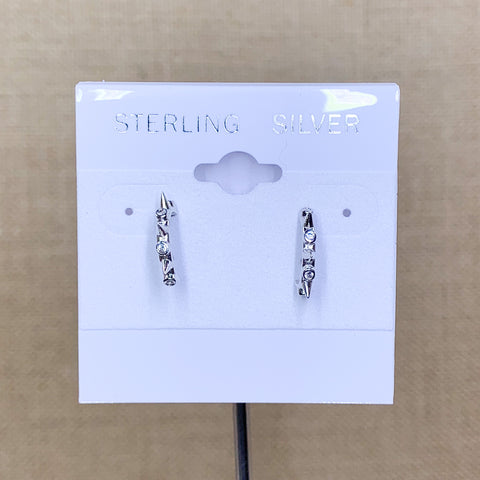 Sterling Silver Studded Half Hoop