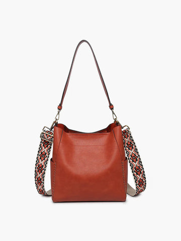 Rust Penny Bucket Bag with Embroidered Guitar Strap