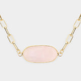 Fashion Gold Tone Pink Stone Pendant Necklace