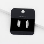 Fashion Silver Tone CZ Half Hoop Earrings