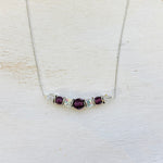 Sterling Silver February Beaded Bar Necklace