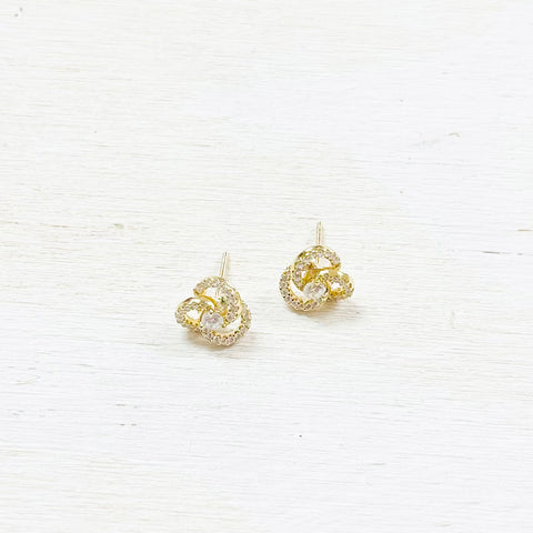 Sterling Silver CZ Gold Tone Studs