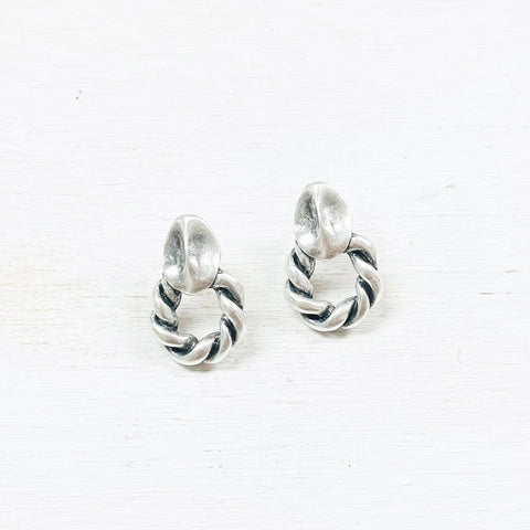 Fashion Silver Tone Twist Earrings