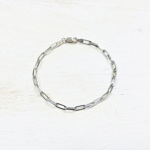 Sterling Silver Paperclip Bracelet - 7”