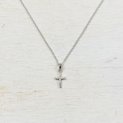 SS Princess Collection Small CZ Cross 16-18”