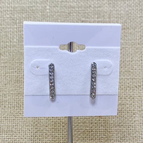 Silver Tone Long Bar Stud