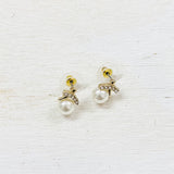 Fashion Pearl Stud With Rhinestone Earrings