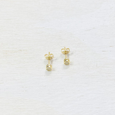 Sterling Silver Bezel CZ Stud Earrings