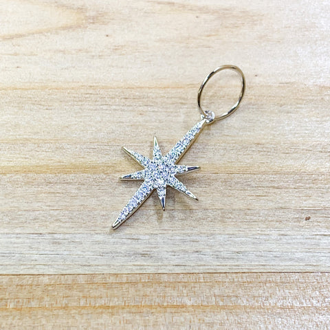 Sterling Silver Pave Starburst Charm