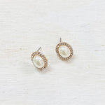 Fashion Pearl Stud with Rhinestones Earrings